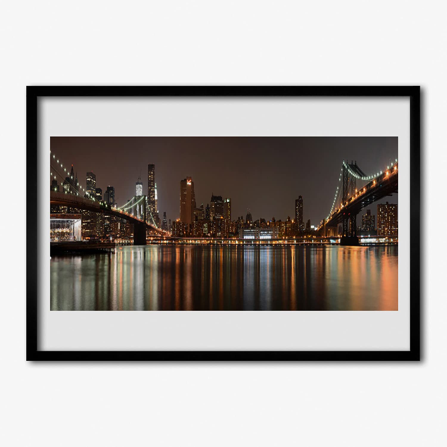 Tulup Marco Póster 100x70cm Decoración Paredes de Sala, Dormitorios y Cocina Cartel Enmarcado Cuadro de Pared Cuadros Decorativos Arte Mural - Arquitectura de puentes de la ciudad