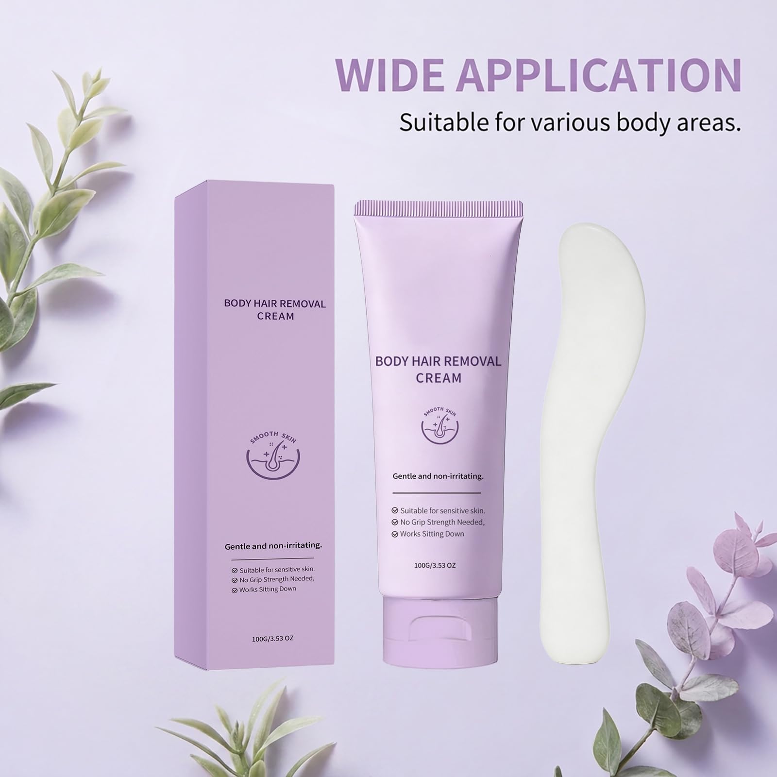 Crema depilatoria a base vegetale per donne e uomini, delicata, indolore, ad azione rapida e non irritante, per la rimozione dei peli di viso, gambe, braccia, addome, ascelle e zona bikini,2PCS