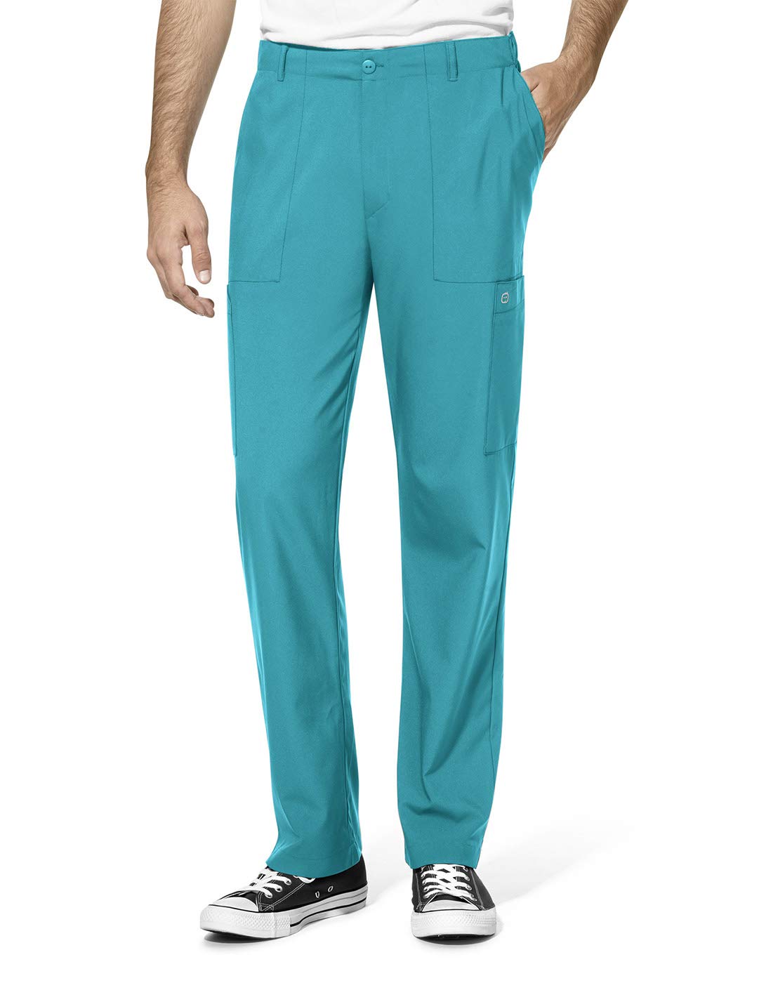 Men's Flat Front Cargo Scrub Pant, Teal Blue, 5XL