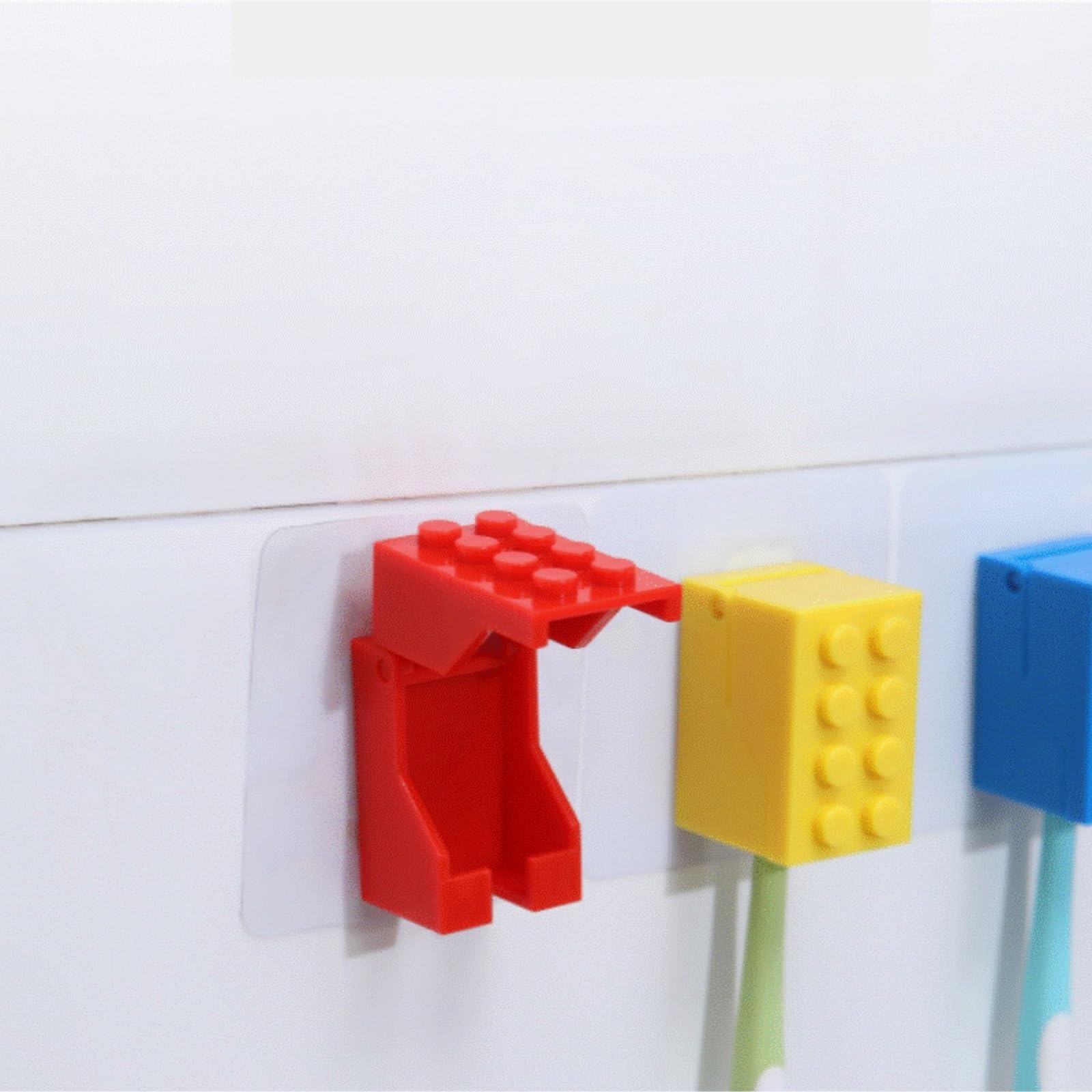 Portacepillos De Dientes para Baño Y Ducha Tenedor Montado En La Pared del Cepillo De Dientes Ningún Diseño Forma Bloque Requerido Perforación(Blue)