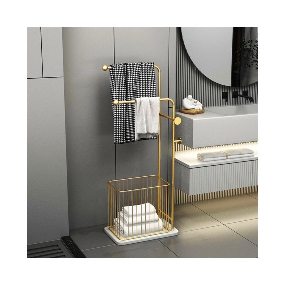towel rail Bathroom Towel Rack Floor-standing Nordic Iron Toilet Clothes Storage(Gold)