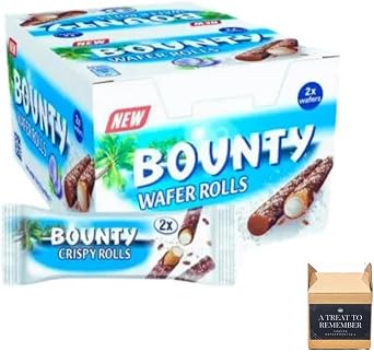 Bounty Crispy Rolls Crispy Milk Chocolate Wafer Bars. 22.5g (Pack Of 24)
