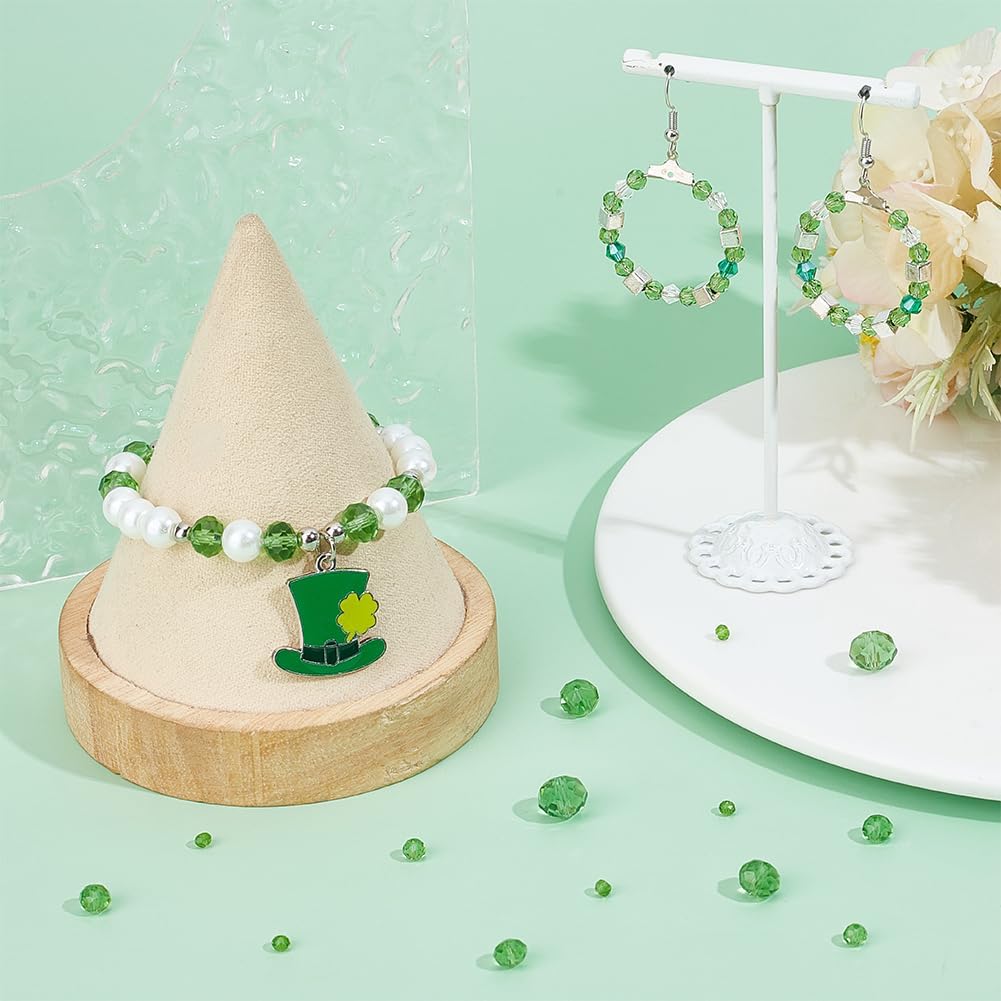 SUNNYCLUE 1 Box 780Pcs Green Glass Beads Crystal Glasses Charms 2mm 4mm 6mm 8mm 10mm Transparent Rondelle Faceted Spacer Beads for Jewelry Making Bracelets Necklace DIY Crafts Decoration Beginners - Image 4