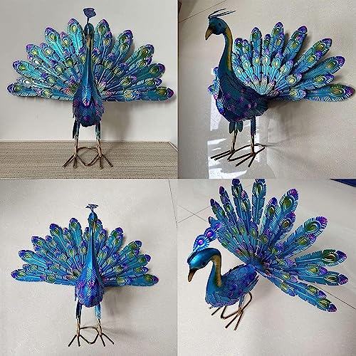 Beautiful Metal Peacock Statue Decor - 2023 New Metal Peacock Outdoor Statue Peacock Statue Garden Decor, Realistic Peacock Yard Art Lawn Decoration Outdoor Sculpture Gift #TOP5