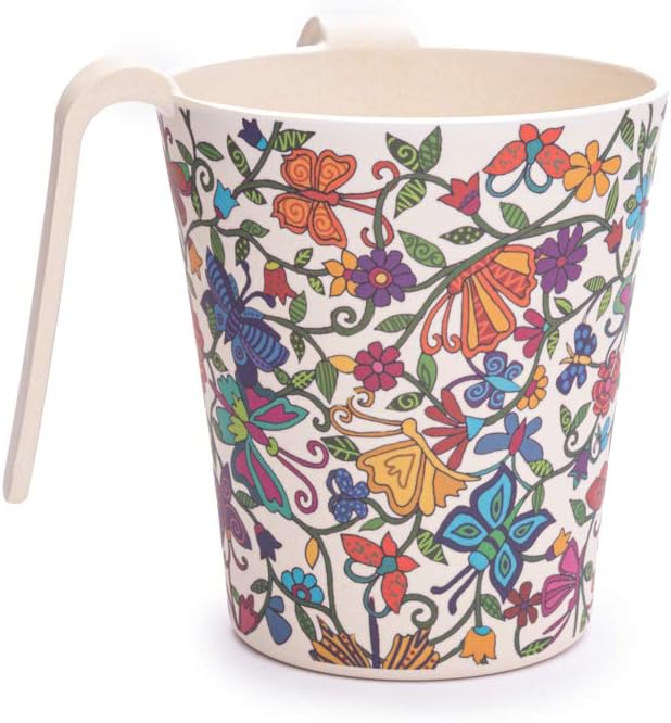 EMANUEL Yair Bamboo Hand Washing Cup for Netilat Yadayim Traditional Jewish Judaica (Butterflies NYO-12)