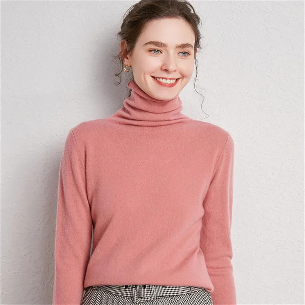 Haitpant Maglione da donna con collo alto 100% lana lavorato a maglia pullover collo in pile camicia con fondo camicia autunno inverno allentato top