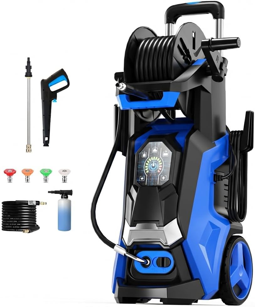 Pressure Washer with Touch Screen, 5000PSIIMAX Power Washer, Foam Cannon and 4 Quick Connect Nozzles, High Pressure Cleaning Machine for Cars/Fences/Driveways