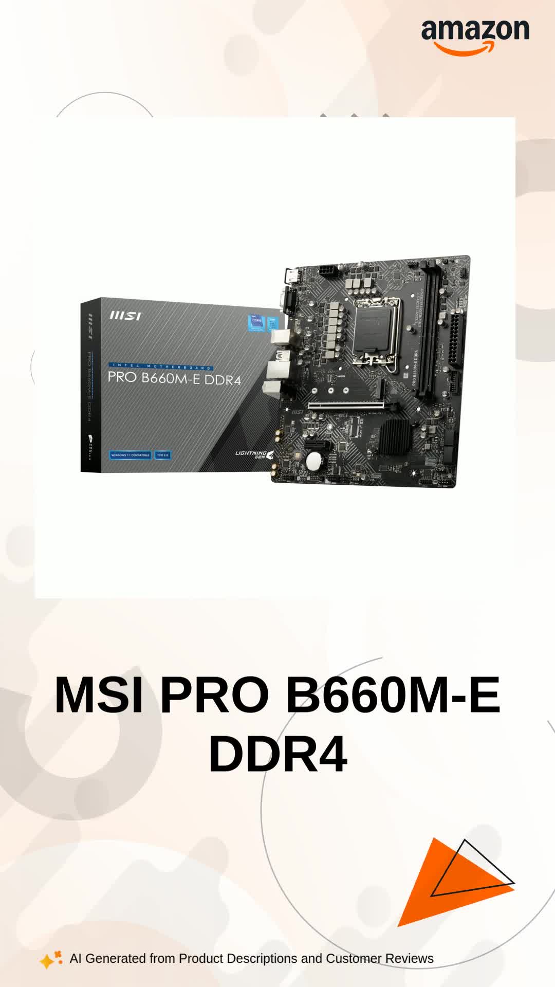 MSI PRO B660M-E DDR4 Motherboard, Micro-ATX