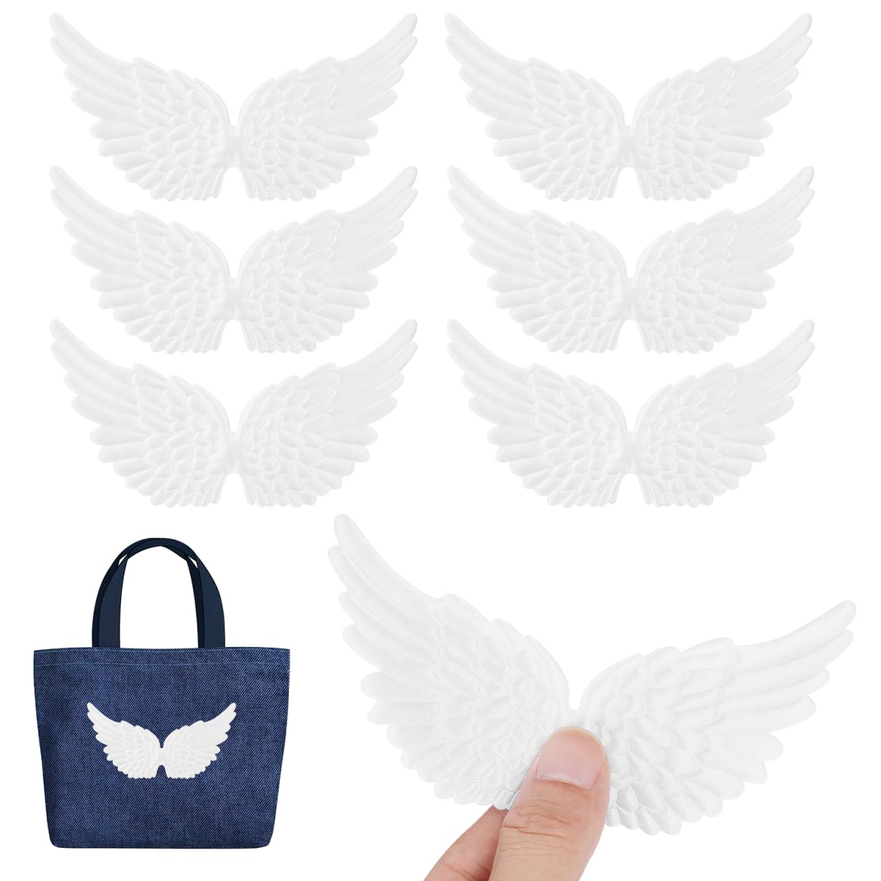 Kisangel 12Pcs White Glitter Angel Wings Mini Craft Angel Wings for Ornaments for DIY Costume Backpack Accessary Crafts Decorative Props