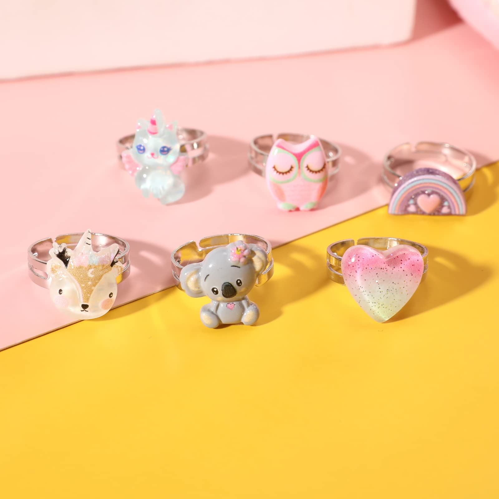 Ensembles de Collier et Bague Licorne pour Enfants - 6 Pièces Bijoux Fille