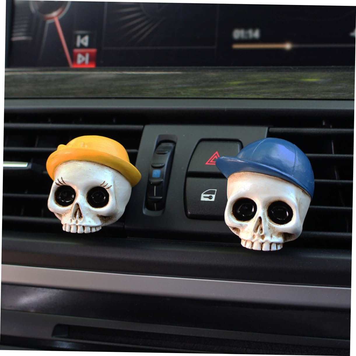 Mobestech 8pezzi Decorazioni Per Auto Forma Di Teschio Clip Per Bocchette Aria Halloween Accessori Per Interni Auto Atmosfera Spettrale Per Feste e Viaggi