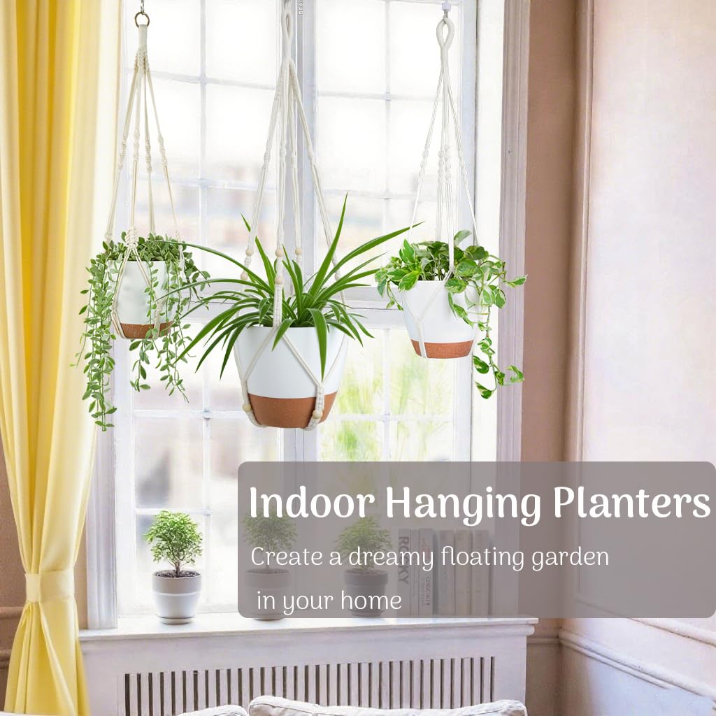 Snapklik.com : Bouqlife 3 Pack 10/8/7 Inch Hanging Planters For Indoor ...