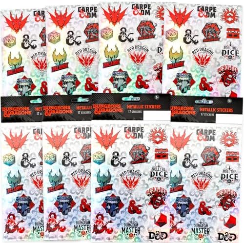Dungeons and Dragons Stickers Set - Bundle with 60+ DND Stickers Featuring Dragons, Mythical Creatures, More for Decorating | D&D Party Favors for Kids, Boys, Girls, Teens, Adults image 3