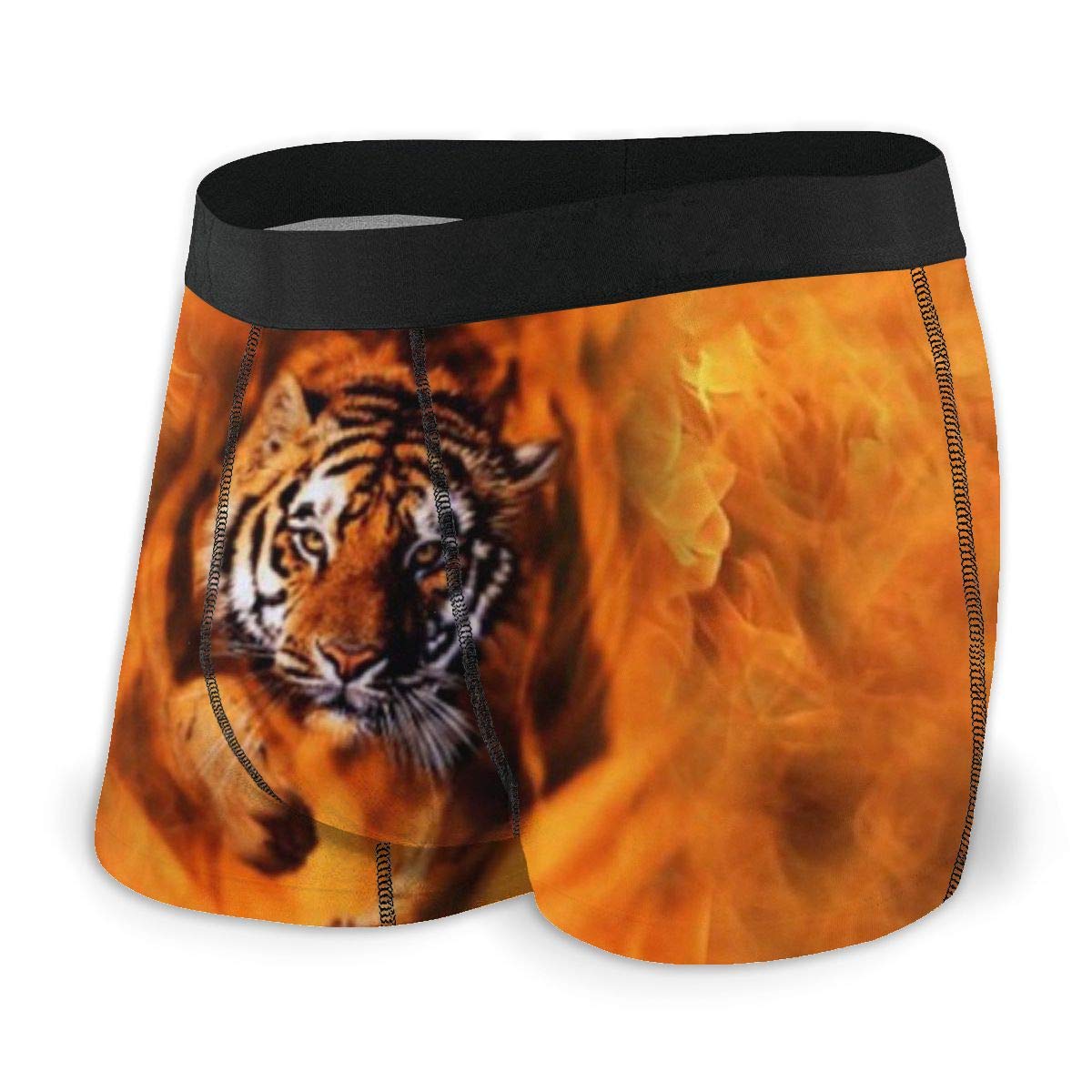934 Men's Underwear 5124 Boxer Briefs Tiger Big Flames Boxer Brief Novelty Briefs Regular Boxer Pants For Dad, Boy, Husband Xxl