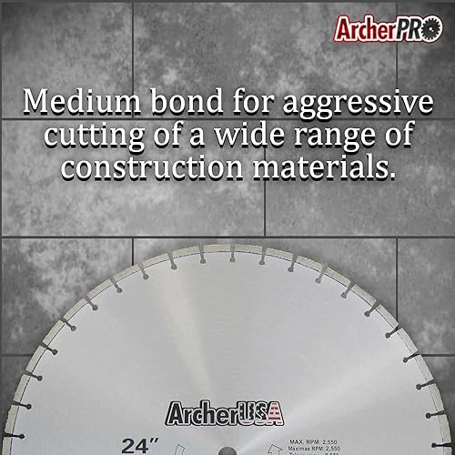 Miniatura 4 de Archer Pro 10.0in de ancho hojas de sierra de diamante para corte rápido de hormigón, piedra, albañilería, pavimentadoras, ladrillos, bloques