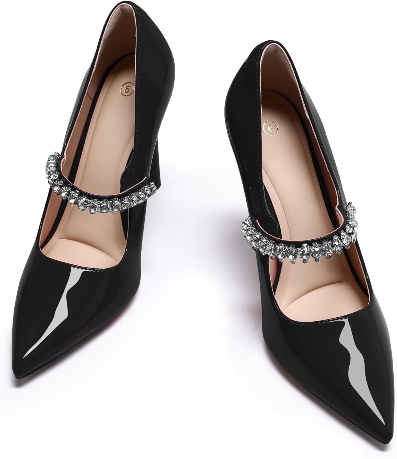 YYNUDA Womens Pointed Toe Stiletto High Heels Rhinestone Pumps for Women Dress Pumps Shoes for Wedding Office Business, 3.7 Inch