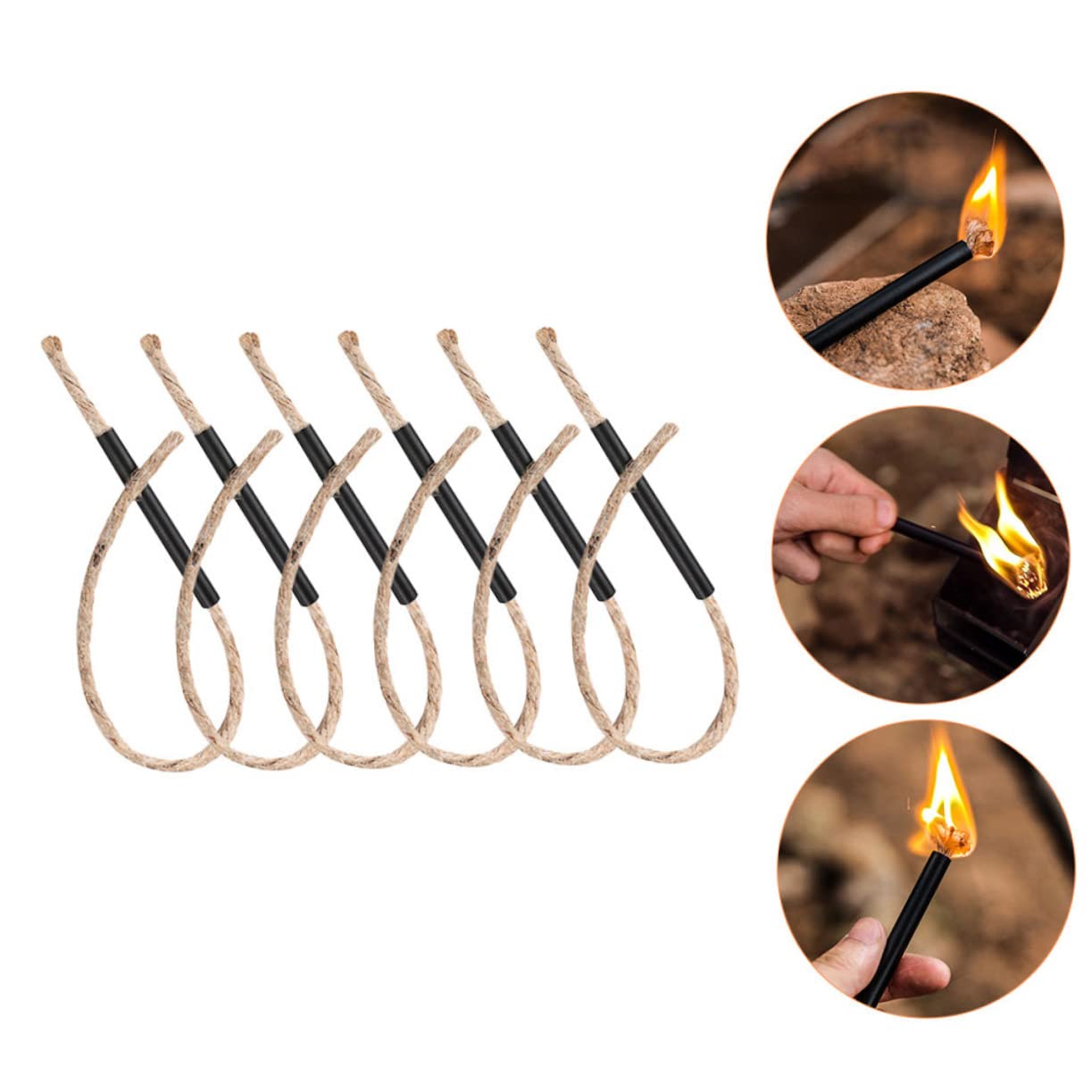 Uonlytech 24 Sets Lightweight Portable Fire Starting Tool Ropes Camping Flame Ropes Survival Gear
