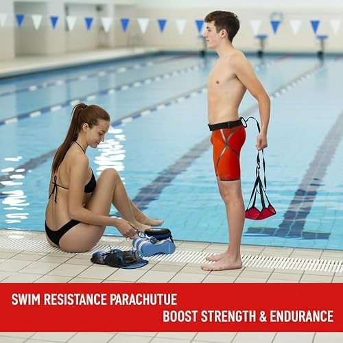 Miniatura 4 de Paracaídas de natación - Equipo de entrenamiento de resistencia, diseño de múltiples tiempos, correa de nailon duradera, cinturón de algodón