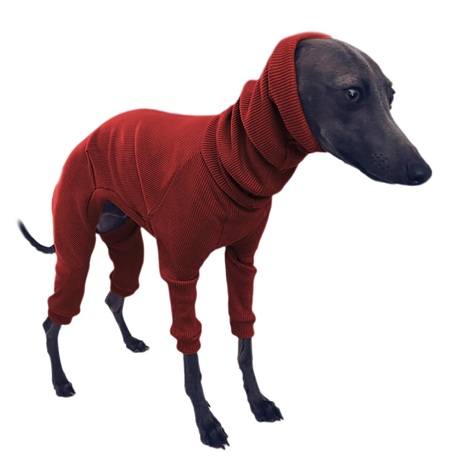HQREA Dog Pajamas for Large Dogs Italian Greyhound Sweater Full Body Dog Coat Jumpsuit Turtleneck Elastic Dog Onesie Pullover Whippet Clothes for Spring Autumn Pet Clothing Apparel(Red,XL)