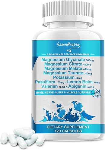 Miniatura 1 de Magnesium Complex 1500mg, Magnesium Glycinate, Malate, Taurate & Citrate wVitamin D3  Chelated Forms, High Absorption, Nerves, Muscles, Sleep &