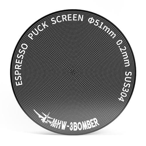 Image of MHW-3BOMBER 51mm Espresso Puck Screen - 0.2mm Ultra Thin Espresso Puck - Metal Reusable Coffee Filter for Portafilter Basket 51mm - Puck Screen with Titanium Coating FG5640-OS