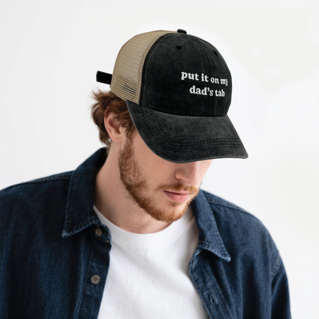 Women Men Embroidery Washed Denim Grid Baseball caps dad mom American Flag hat Truck Funny Gift Visor - Image 6