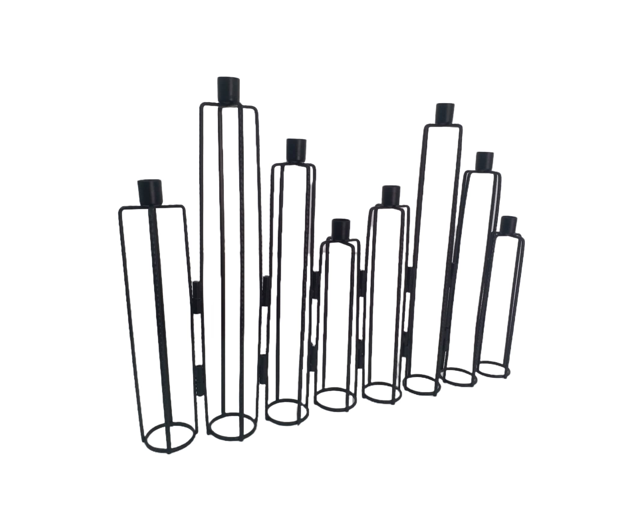 Design Era Flexible Multi-Stick Metal Candle Holder for Home Decor, Matt Black, 8 Candle Sticks