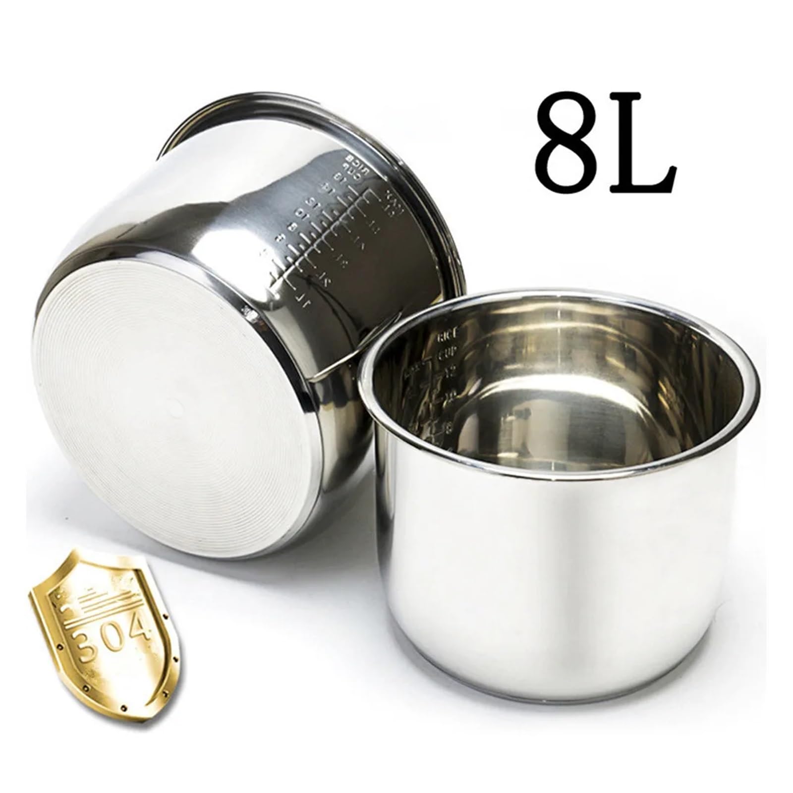 SQJZWOD 8L Liner Rice Cooker Liner 304 Stainless Steel Liner Rice Cooker Liner Pressure Cooker Double Bottom Liner Thicken Inner Pot