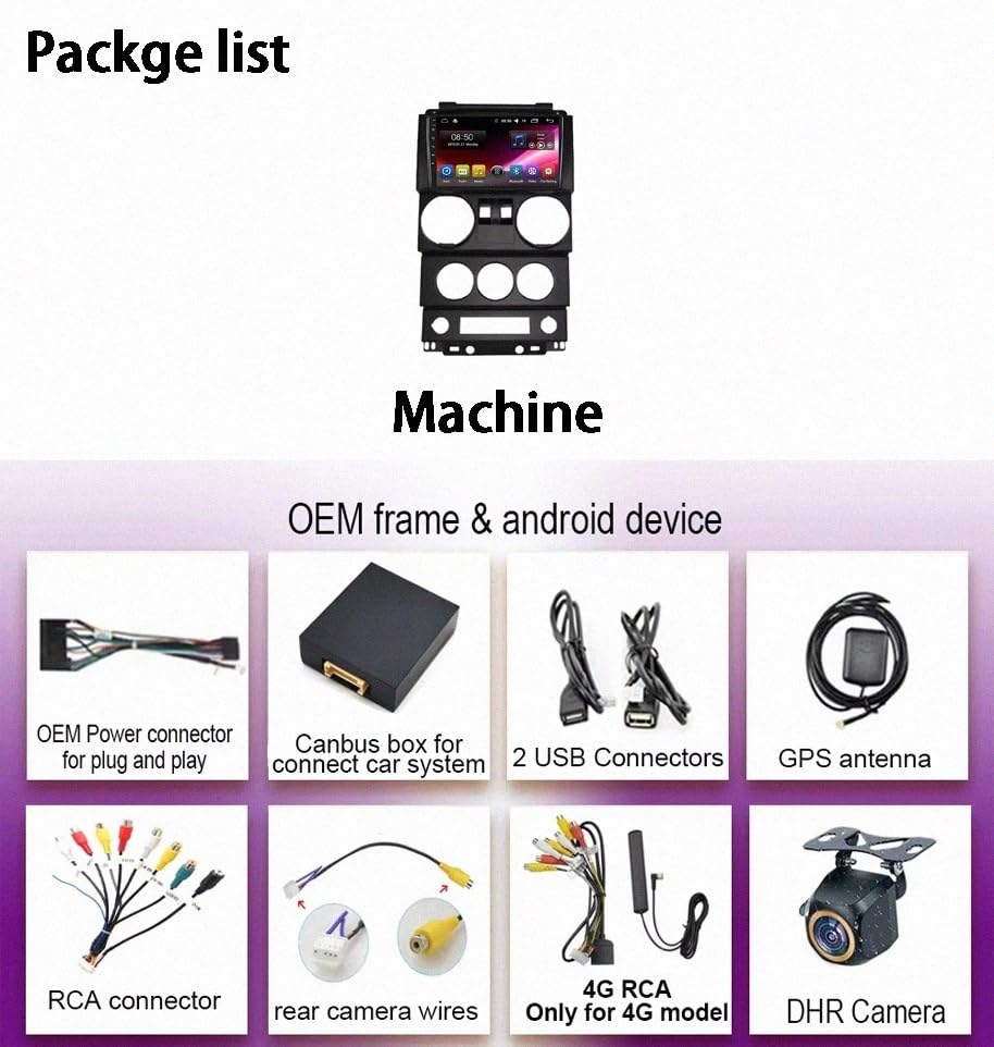 Radio coche 2 DIN con Android Auto y GPS para Jeep Wrangler 2009 7