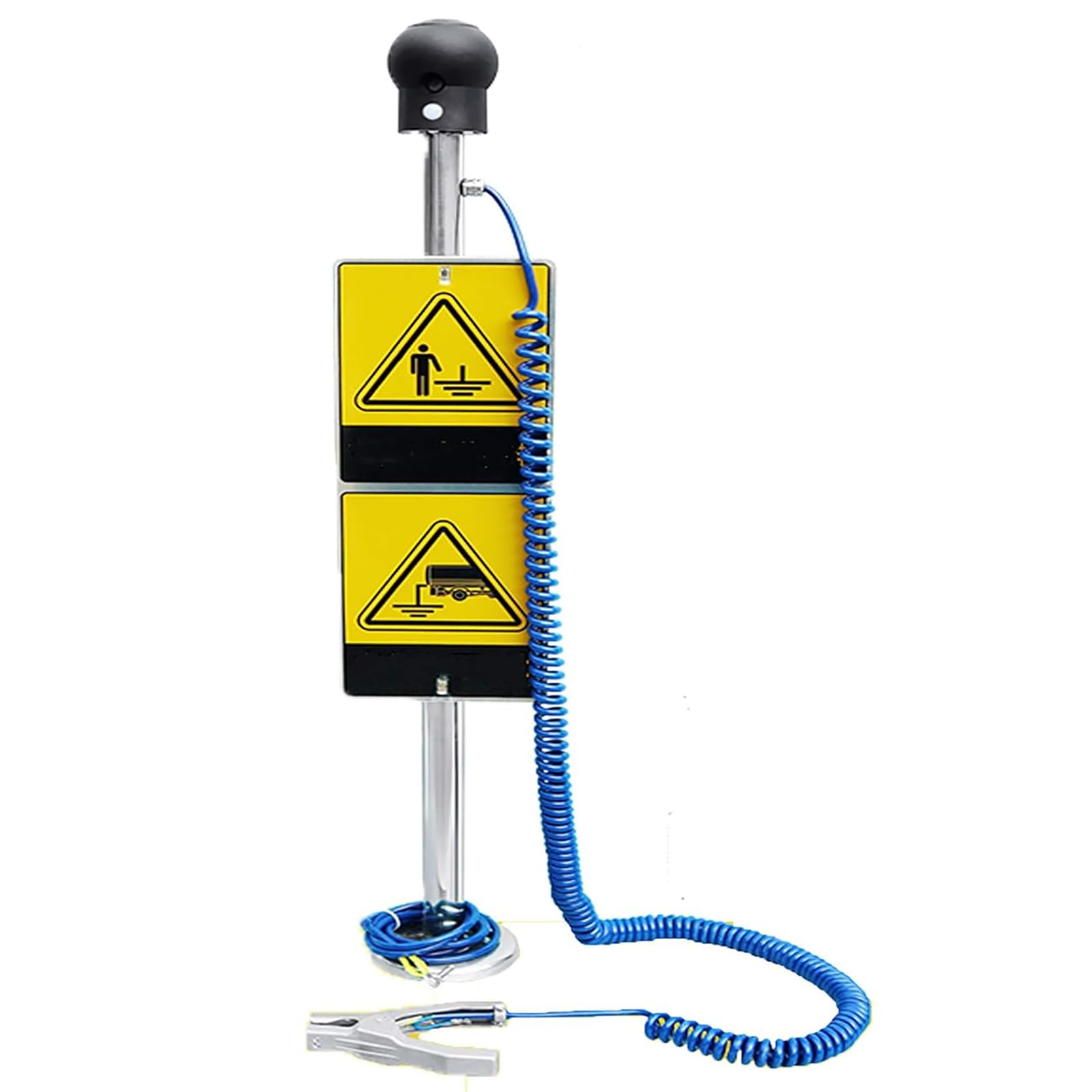 Anti Static Explosion-proof Human Body Static Discharger, Human and Vehicle Static Elimination Releaser Ball with Stainless Steel Static Electricity Clamp & Sound Light Alarm, for Chemical Plants