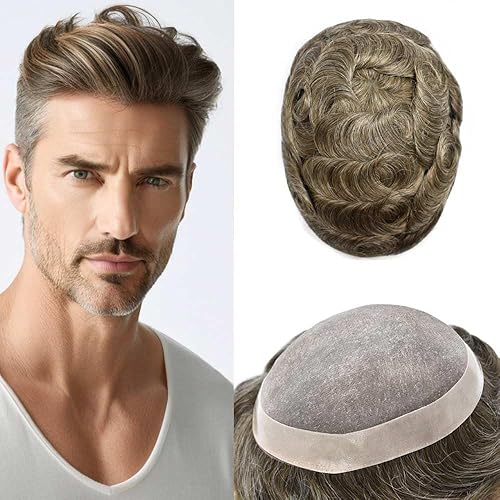 Miniatura 97 de Mens Toupee Hair Piece For Men Fine Mono Men Hair System Toupee For Men Hair Piece Real Human Hair System For Men Protesis Capilar Para Hombre 6x9