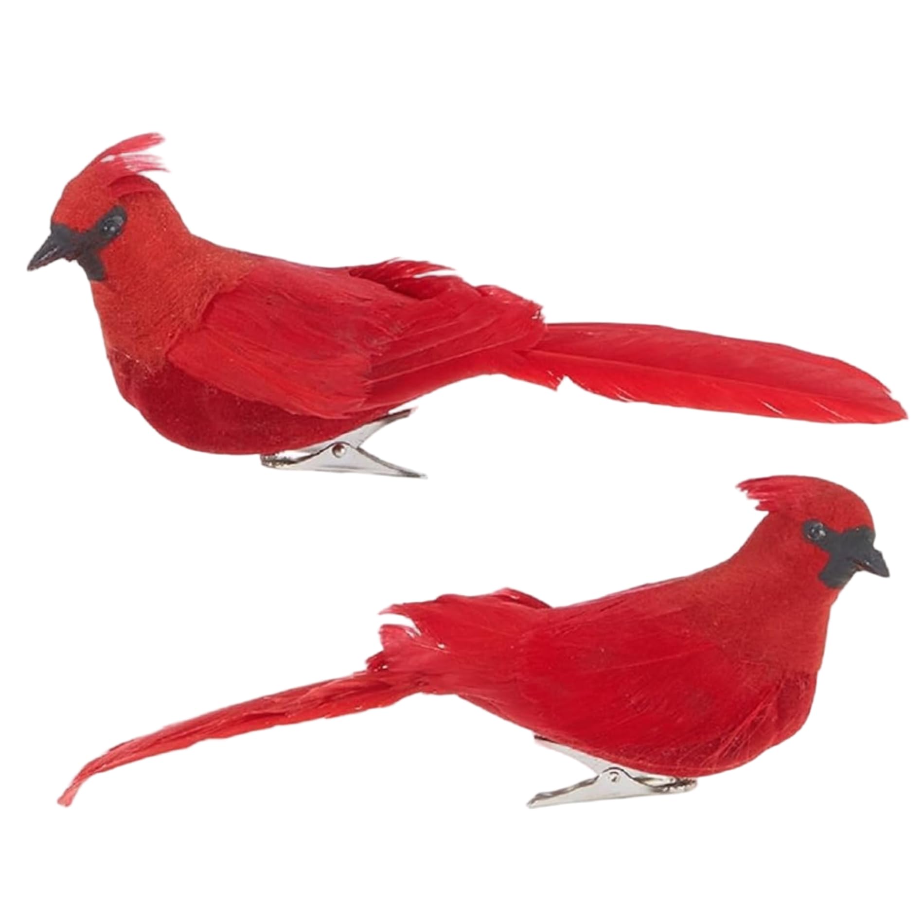 Porgeel 2PCS Red Cardinal 7 Inch Clip on Cardinal Ornaments Realistic Bird Figurines for Home Decor, Wreath, Branches, Christmas Tree