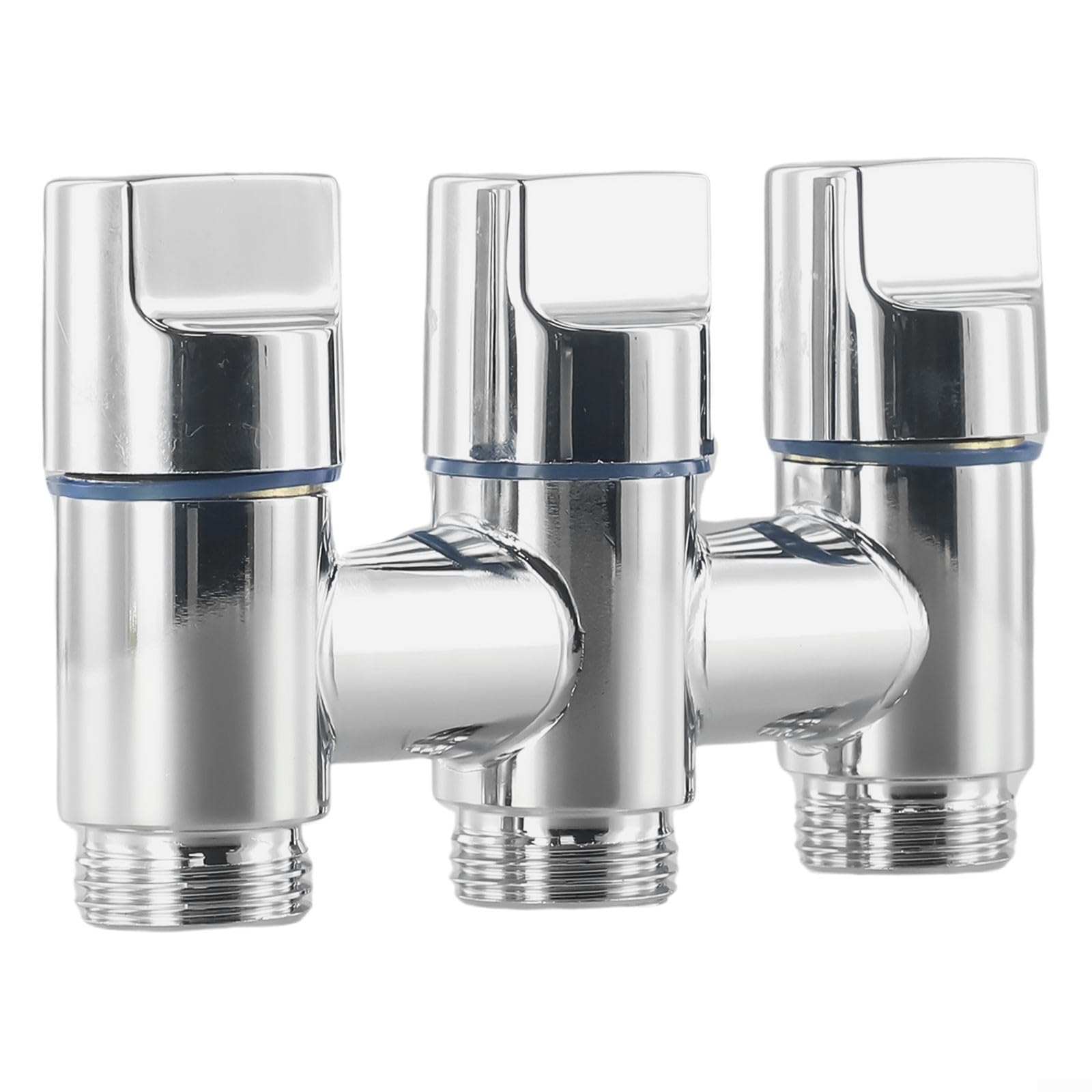Triple robinet d'eau, entrée et vanne d'angle à trois sorties, vanne de dérivation multifonction à trois voies (argent)