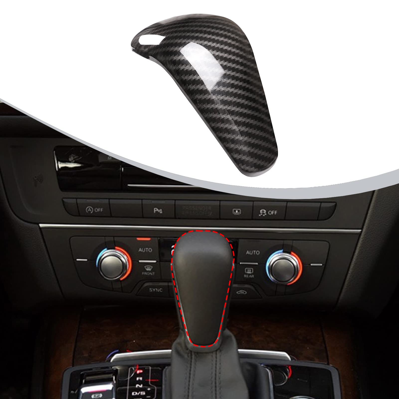 Diyucar For A6 C7 A7 2015-2018 Carbon Fiber Style Abs Gear Shift Handle Head Frame Cover Knob Trim Car Accessories