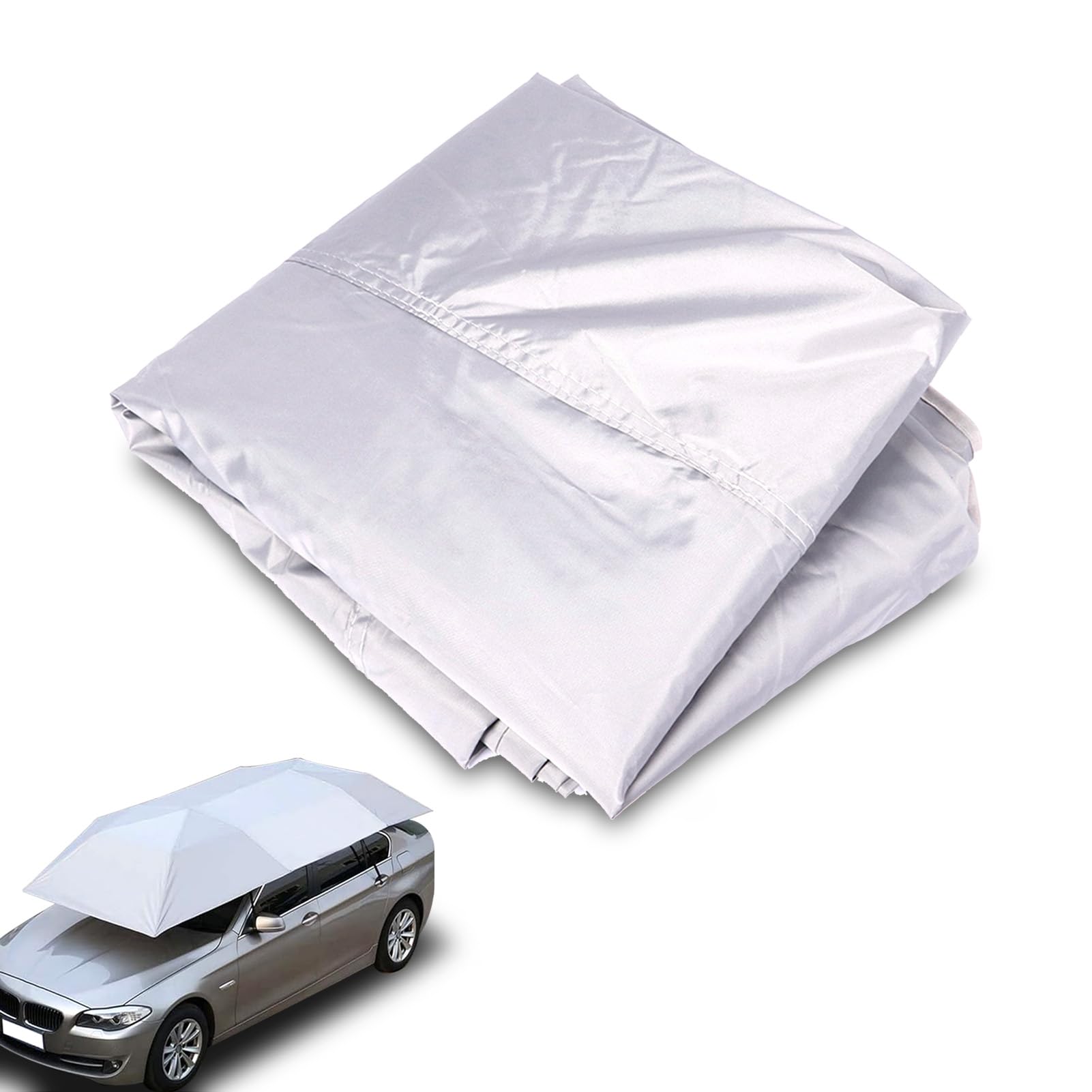 Auto-Sonnenschutz-Abdeckung, gefaltete Outdoor-Anti-UV-Sonnenschutz-Auto-Wärmeabdeckung Auto-Regenschirm-Abdeckung für Minivan, LKW(Silber)