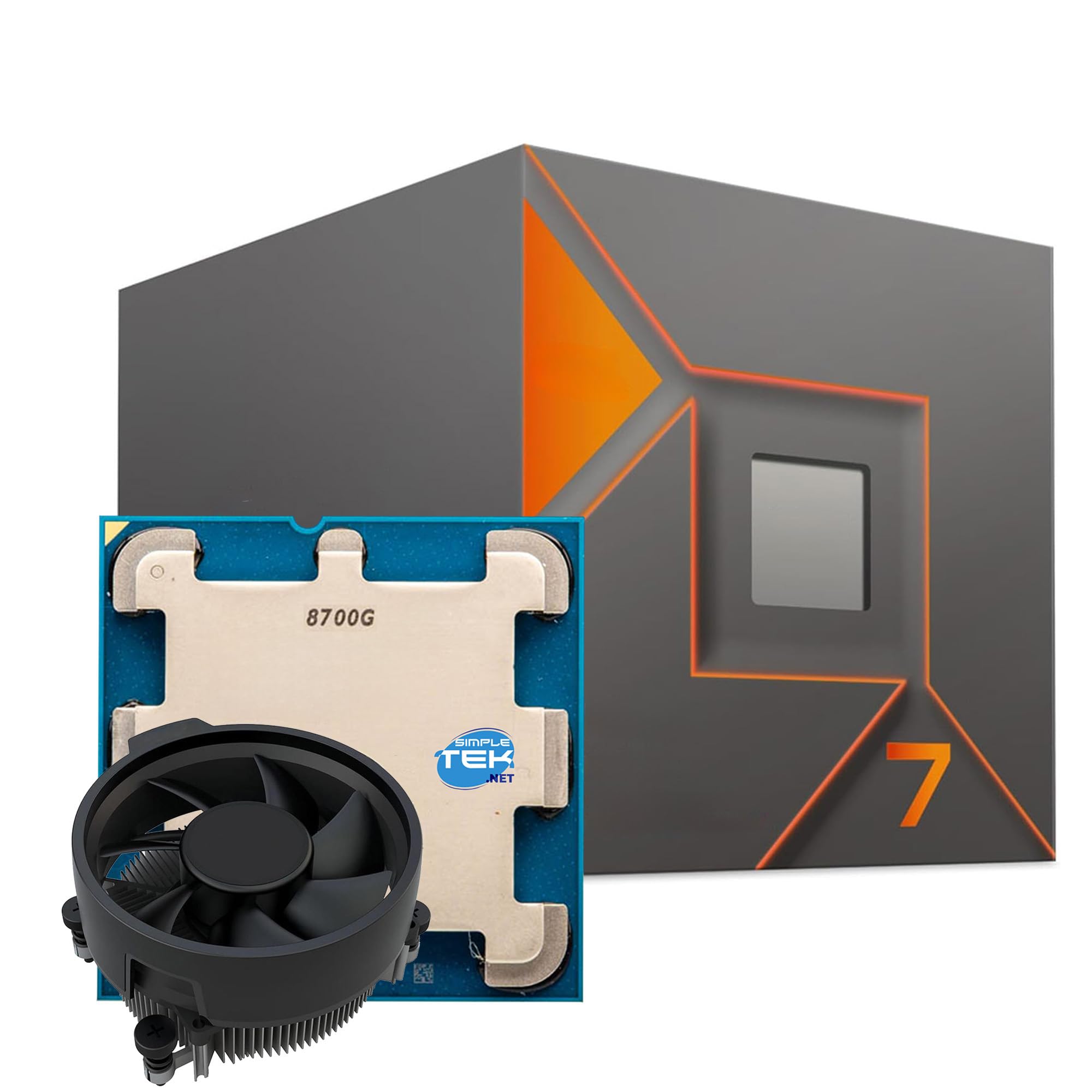 SIMPLETEK - Procesor procesora 8700G - 8C-16T - Do 5.10 GHz - Gniazdo AM5 - Bardzo wydajna zintegrowana karta graficzna - Dedykowana jednostka AI - Zapakowany z radiatorem