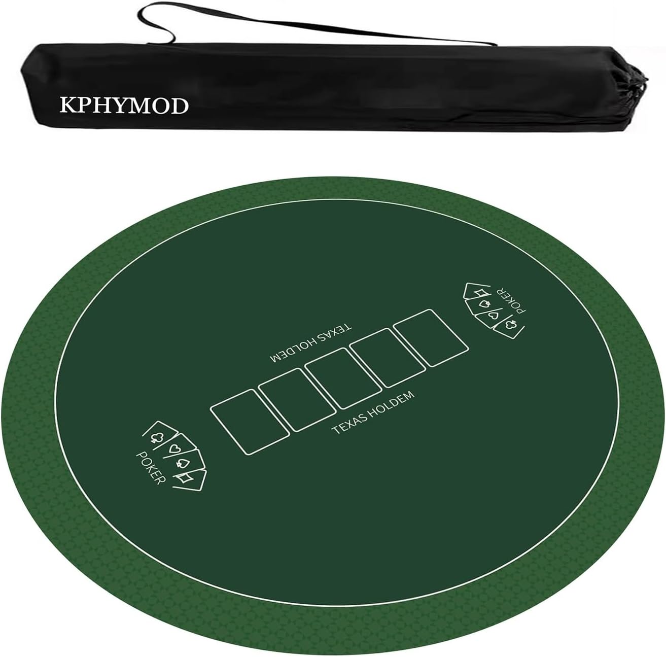 Anti Slip and Noise Reduction Green Game Table Cover Round Mahjong Mat for Poker Card Dominoes Board Gaming with Carrying Bag(Green-2,47.24x47.24 in)