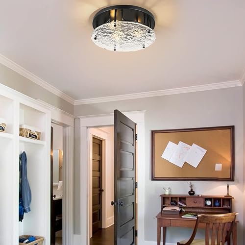 Miniatura 4 de Lámpara de techo moderna de montaje empotrado, iluminación industrial de granja de 3 luces, lámpara de techo redonda, negro mate, accesorios de