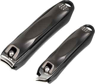 Anti-Splash Nail Clippers, Set of 2 Flat-Mouth Nail Clipper with Detachable Design for Easy Cleaning, Precision Manicure and Pedicure Tool for Men and Women, Professional Nail Trimmer