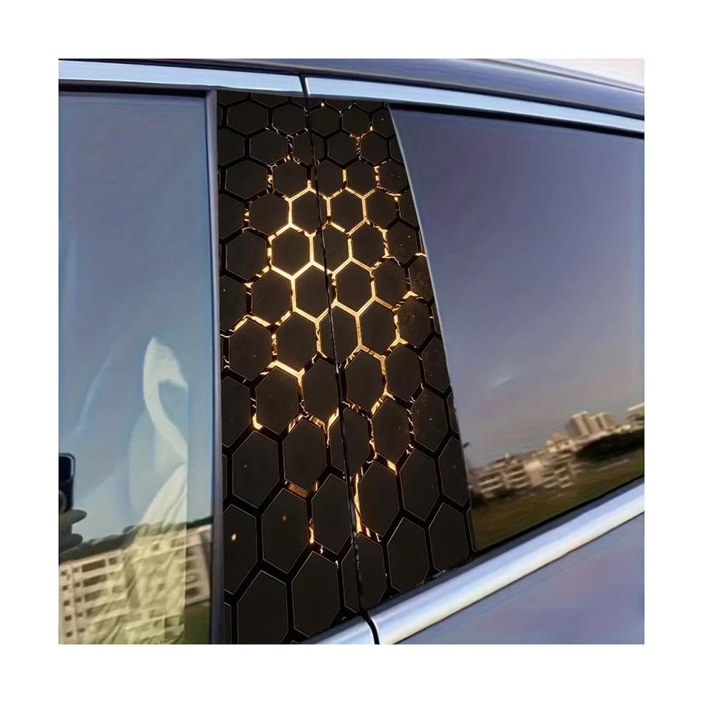 Bertdcx One Color 2Pcs Car Center Pillar Window Film Honeycomb Glossy Protective Polyethylene Auto Parts