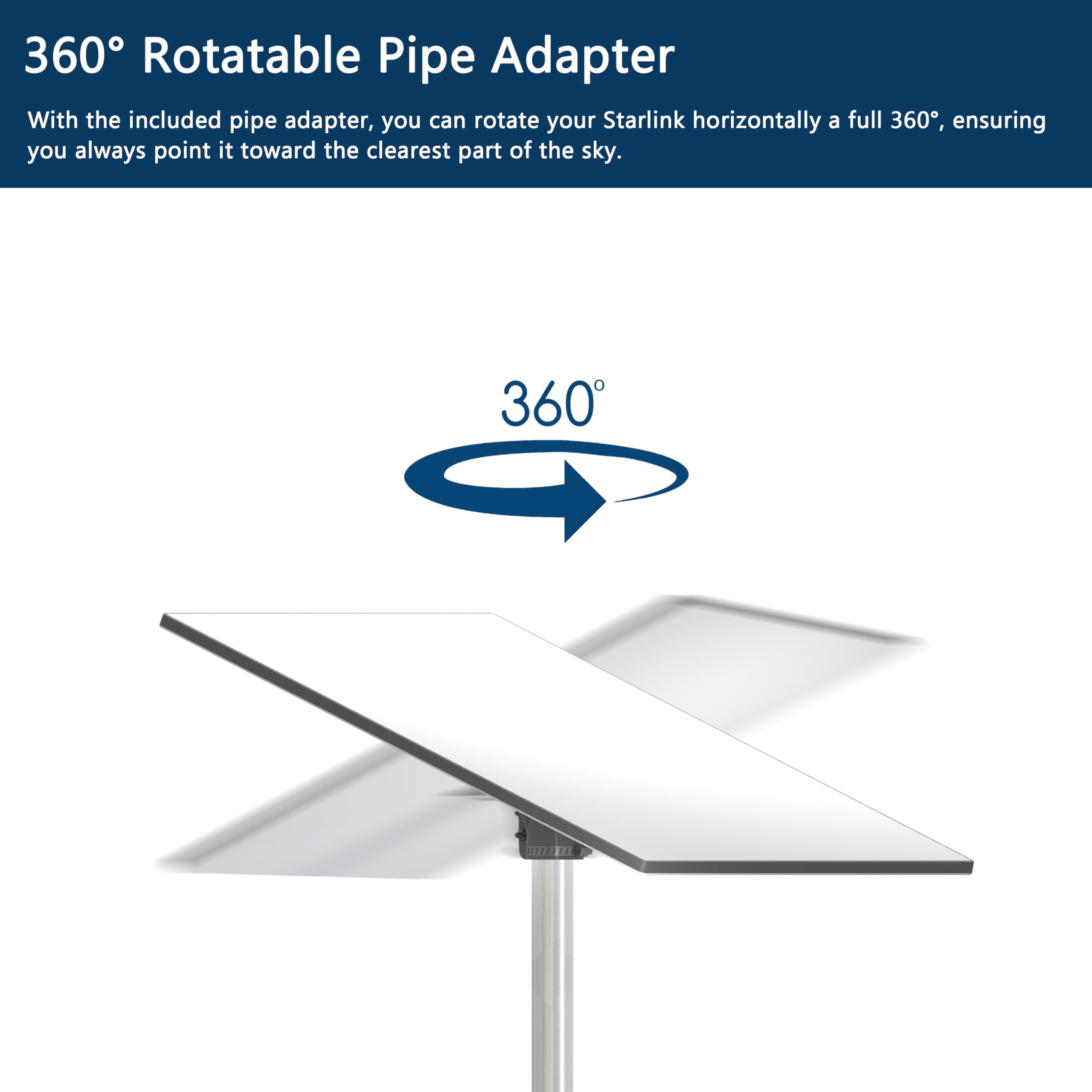 Soporte Starlink Standard 4/4X Gen 3 pared largo con V3 V4 adaptador tubo Estándar Rotatorio 360°