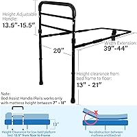 Vista 7 de Vaunn Medical New Adjustable Bed Assist Rail Handle (Passed ASTM F3186–17 Safety Standard) and Hand Guard Grab Bar, Bedside Safety and Stability
