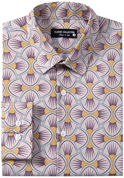 Mens Printed Dress Shirts 4-Way Stretch Long Sleeve Wrinkle Free Floral Casual Button Down Shirt - Image 2