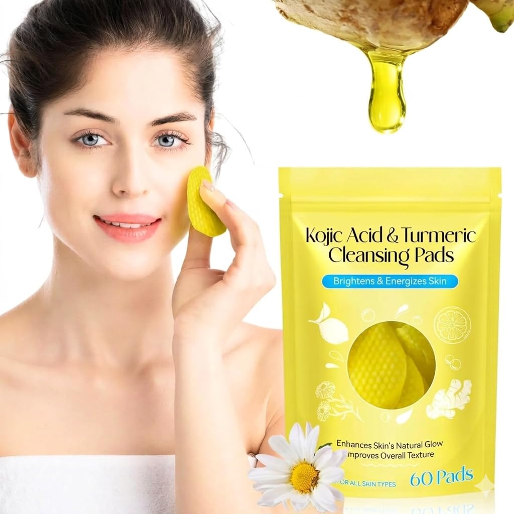 Turmeric & Kojic Acid Face Cleansing Foaming Pads for Skin Brightening, Acne Prevention & Dark Spots, With Vitamin C, For All Skin Types (Pack Of 1 (60 Pads))-image-9