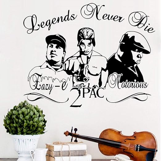 Amazon ウォールステッカー 音楽スターウォールステッカーラッパーヒップホップ伝説ビニール壁デカールリビングルームの寝室のアート壁紙家の装飾y624 ウォールステッカー オンライン通販