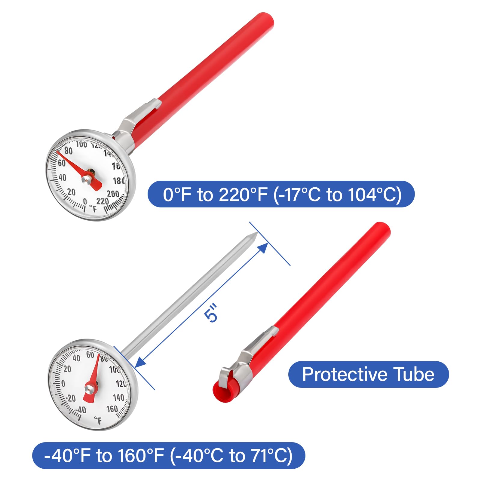 MEASUREMAN Kit de prueba de presión y temperatura, 0-100 psi/pies H2O/kPa/metros H2O, termómetro de -4 °F a 200 °F y -40 °F a 160 °F, fondo NPT de 1/4 pulgadas con adaptador de calibre
