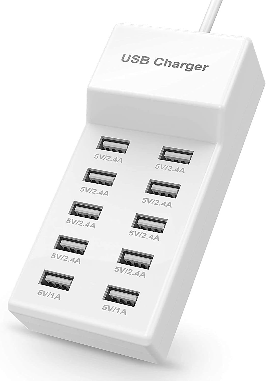 CEZO USB Charger USB Charging Station with Rapid Charging Auto Detect Technology Safety 10-Port Family-Sized Smart Ports for Multiple Devices Smart Phone Tablet Laptop Computer