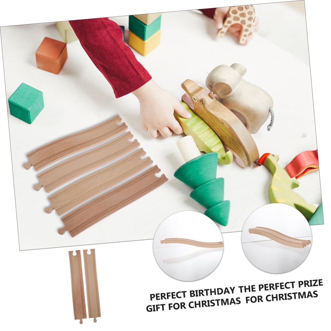 TOYANDONA 2pcs Train Track Wooden Railway Track Accessories for DIY Assembly for Creative Play Safe and Smooth Finish Educational Fun