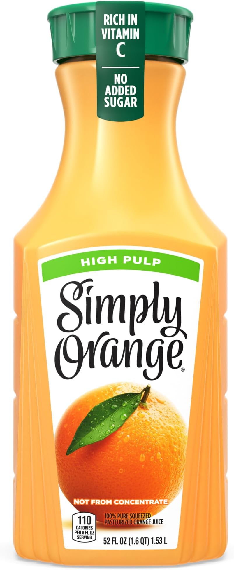 Simply Orange Juice, High Pulp, 52 Fl Oz Bottle