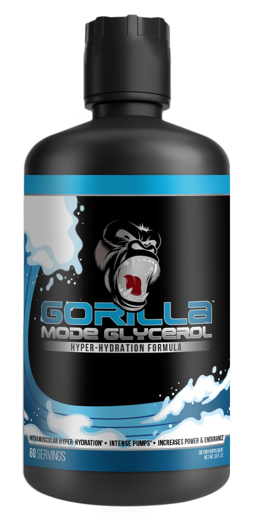 Gorilla Mode Liquid Glycerol Pre-Workout - Hydrating Pre-Workout Formula for Intense Pumps · Intramuscular Hyper-Hydration · Increased Power & Endurance / 33 FL OZ (Unflavored)